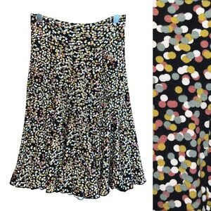 Effie's Heart Midi Skirt A-Line Pockets Confetti Print Casual Stretch Knit XS